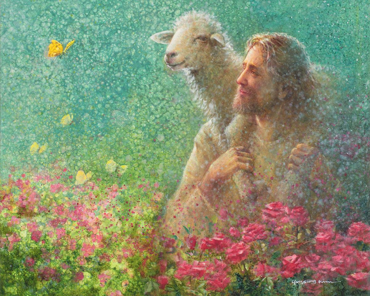 With The Lord By Yongsung Kim Jesus Christ With Lamb On His Right ...