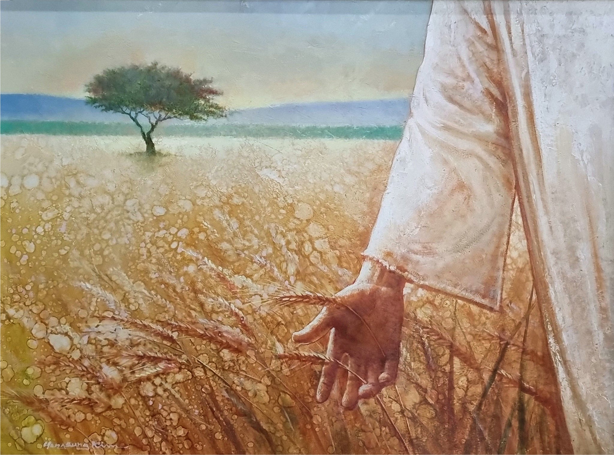 12x24 Print of hot oil painting Wheat 25by Roz